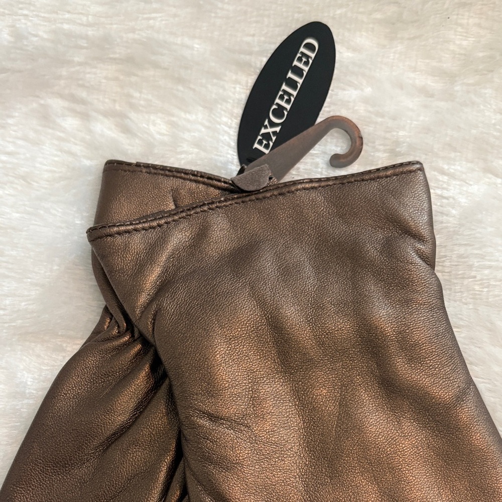 Excelled Women's Brown Leather Gloves- Cashmere Lined - Picture 2 of 8
